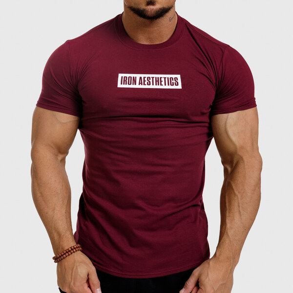 Pánske fitness tričko Iron Aesthetics Boxed, bordové 30163772