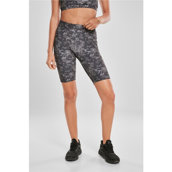 Urban Classics Womens High Waist Camo Tech Cycle Shorts Dark Digital 50499023