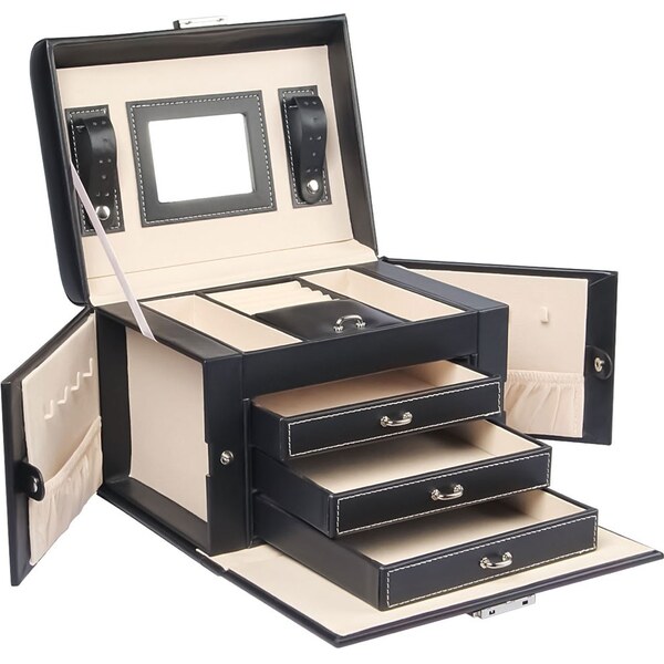 Troli Štýlová čierna šperkovnica so zrkadielkom 66578526