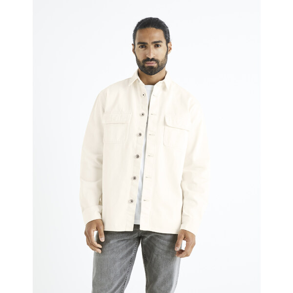 Béžová pánska rifľová košeľa Celio Battery 50646148