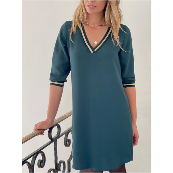 SO ADDICT Zelené MINI ŠATY S RUKÁVMI BETTY 30265048