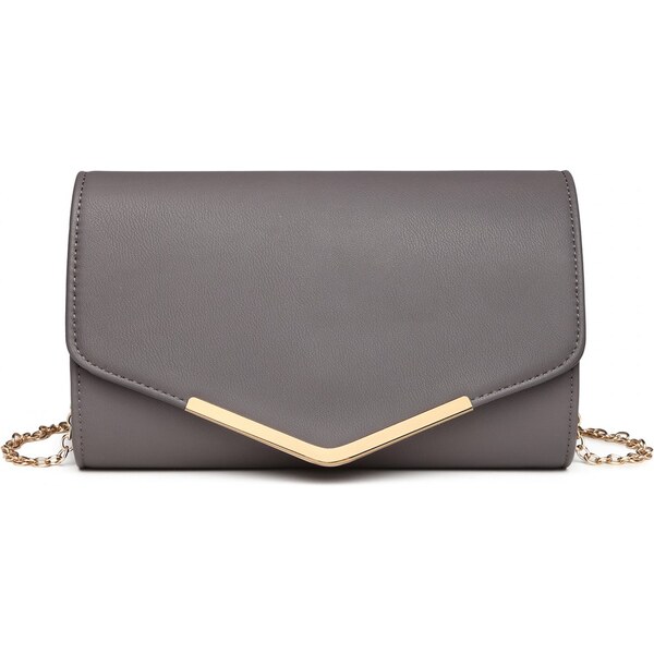 Miss Lulu Kabelka - listová, clutch z PU kože, šedá 46710190