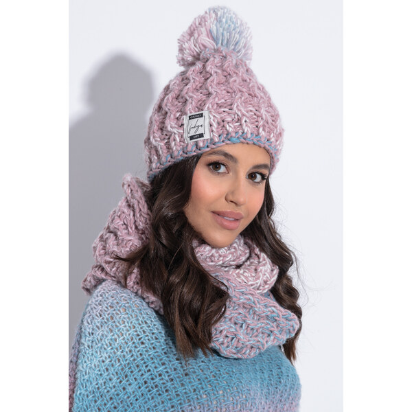 Glara Zimná vlnená čiapka so šálom 29105041