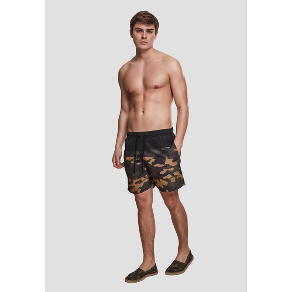 Urban Classics Mens Block Swimsuit Black/Forest Camouflage 50654443