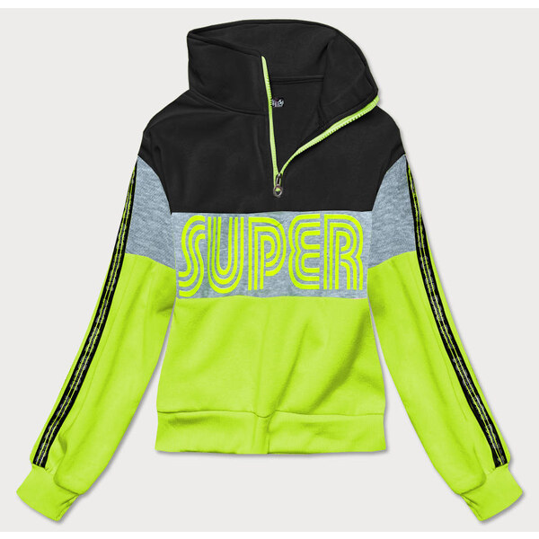 J.STYLE Čierno-zelená dámska športová mikina (26019) 35656412