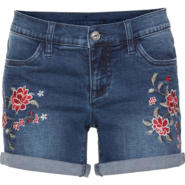 bonprix Džínsové šortky s výšivkou, farba modrá 60464284