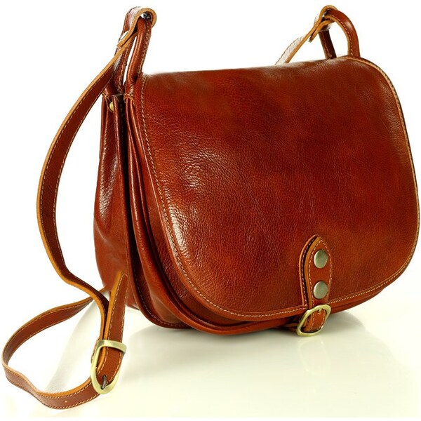 GENUINE LEATHER MAZZINI Dámska kožená kabelka | hnedá camel L86b 30313171