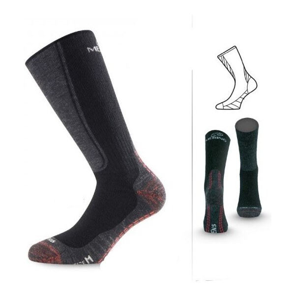 WSM merino vlnené ponožky Lasting Čierna / Červená M 1 pár 39344653