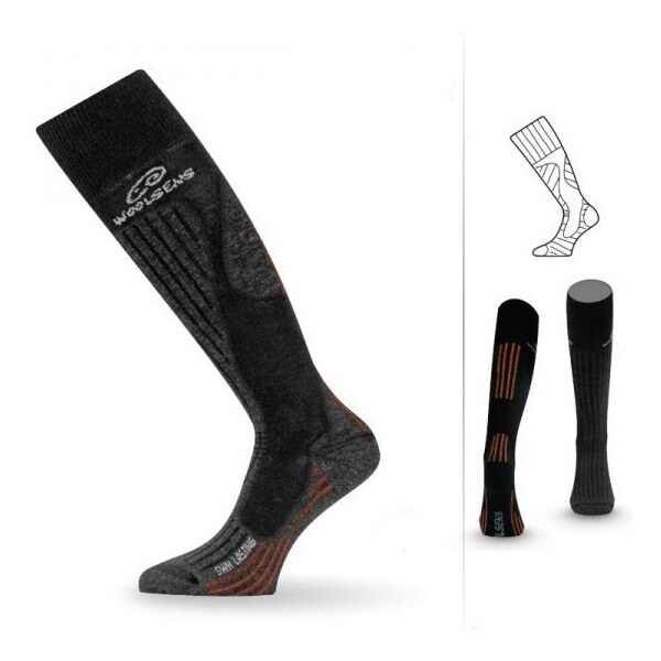 SWH merino lyžiarske podkolienky Lasting Čierna / Oranžová XL 1 pár 48917561