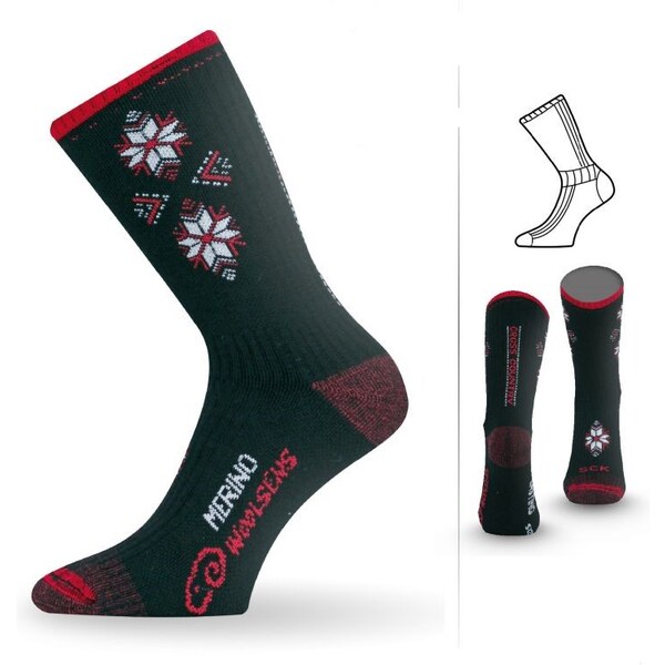 SCK merino silné ponožky Lasting Čierna / Červená S 1 pár 39264789