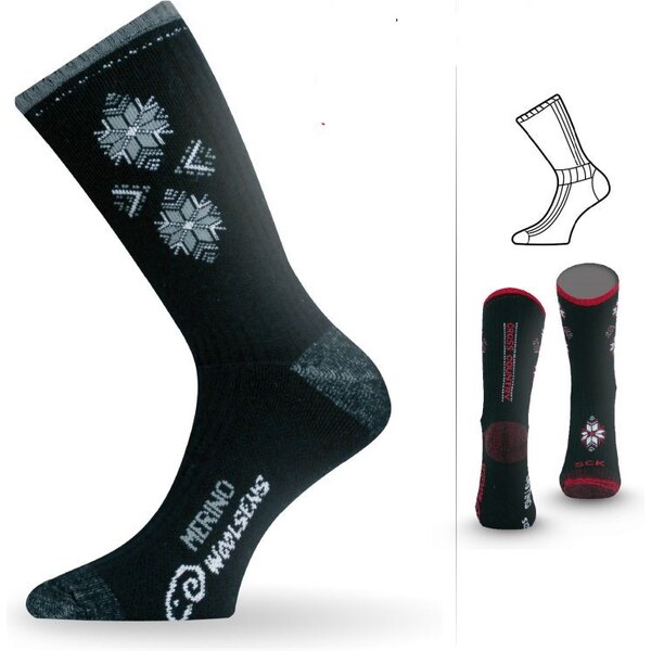 SCK merino silné ponožky Lasting Čierna / Sivá M 1 pár 30947627