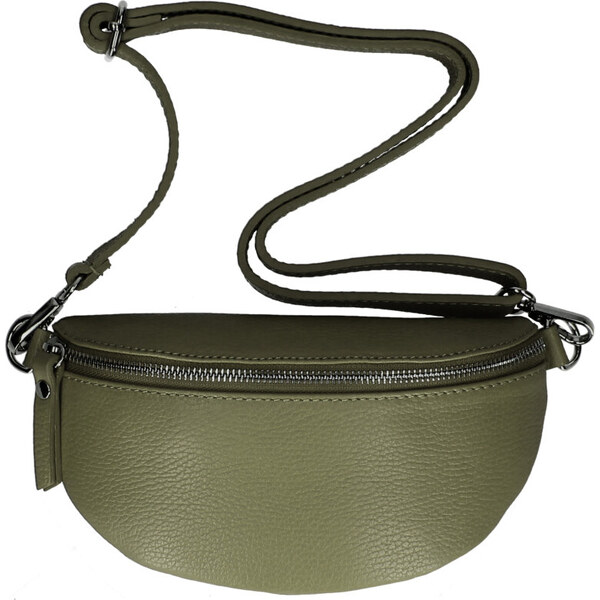 Vera Pelle Kožená dámska ľadvinka s upraviteľným popruhom Jean vojnová 30342797