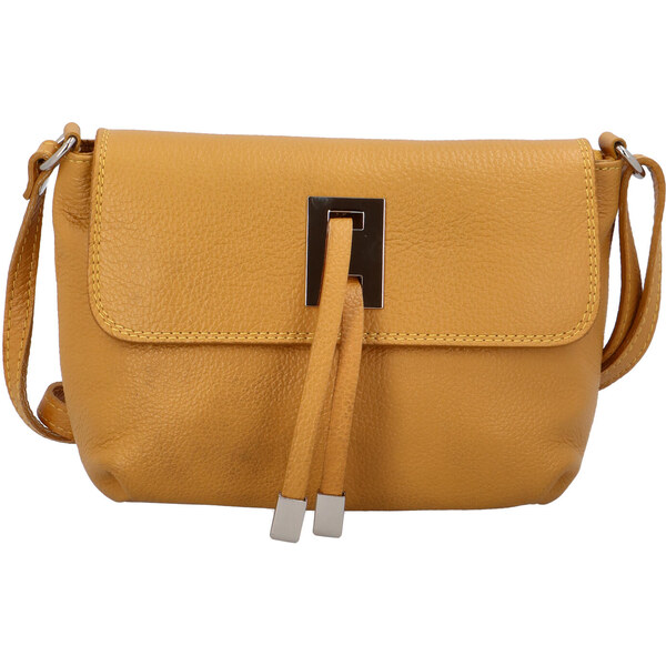 Dámska kožená crossbody kabelka tmavo žltá - ItalY Porta žltá 13762896