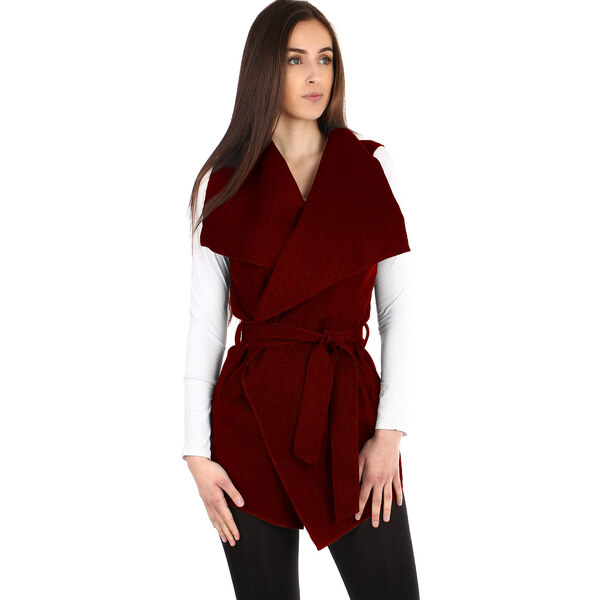 Glara Dlhá vesta s opaskom - široký golier 31709188