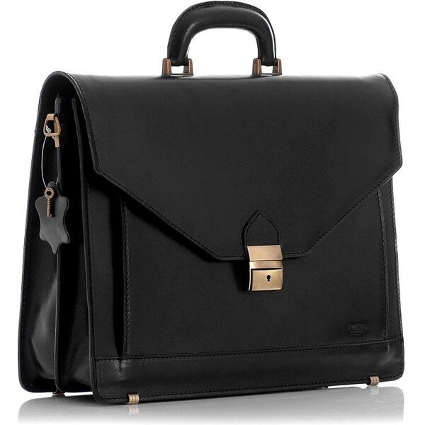 Mazzini Business MARCO MAZZINI Pánska kožená aktovka MARTINO | čierna 30401968