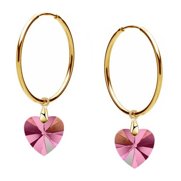 SWAROVSKI Elements Swarovski e. náušnice zlaté kruhy so srdcom Softly 30452418