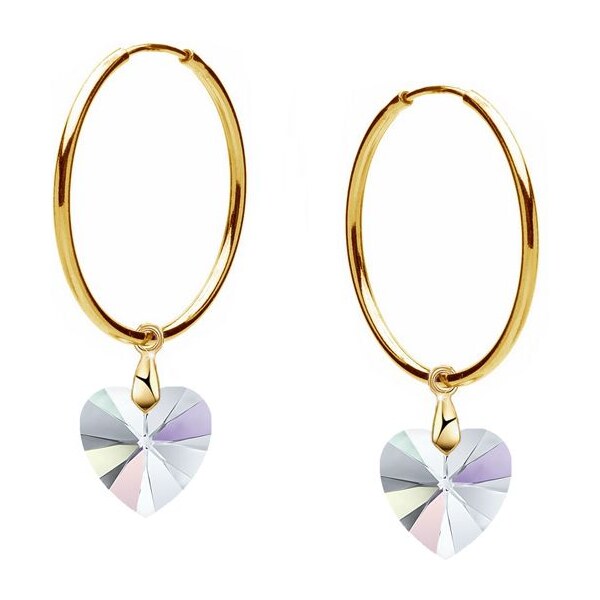 SWAROVSKI Elements Swarovski e. náušnice zlaté kruhy so srdcom Softly 30452419