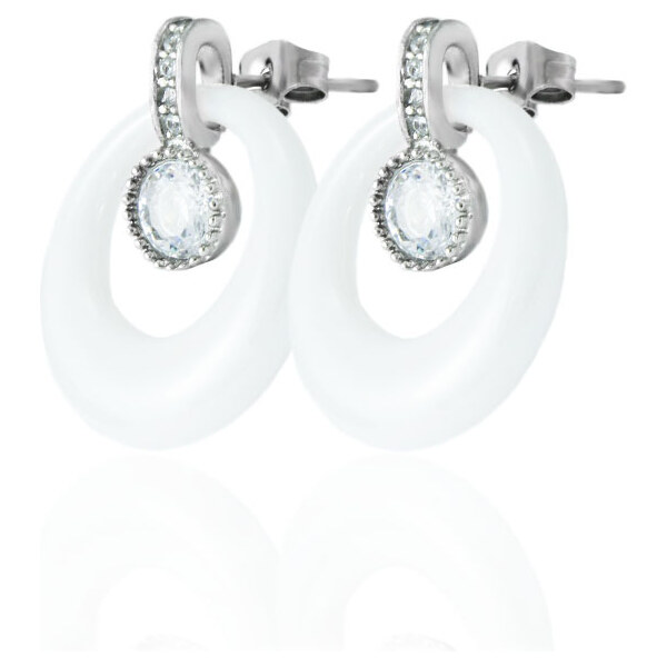 BM Jewellery Náušnice visiace keramické 1,7 ⌀ so zirkónmi z 31319125