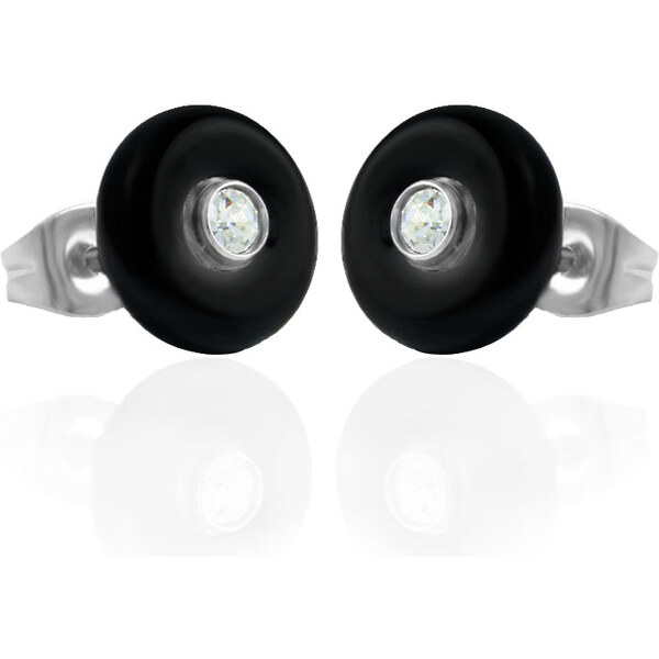 BM Jewellery Náušnice keramické kruh so zirkónom čierne S11276050 31319130