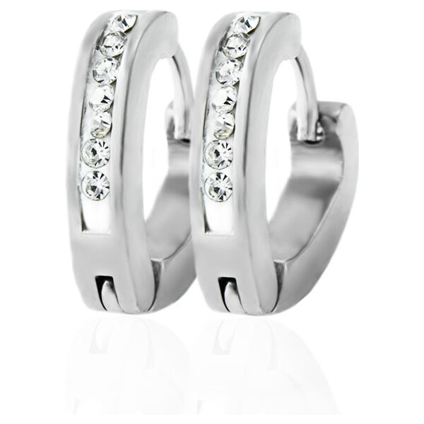 BM Jewellery Náušnice so zirkónmi strieborné z chirurgickej ocele 31319132