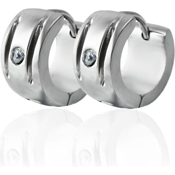 BM Jewellery Náušnice krúžky so zirkónom z chirurgickej ocele 31319142