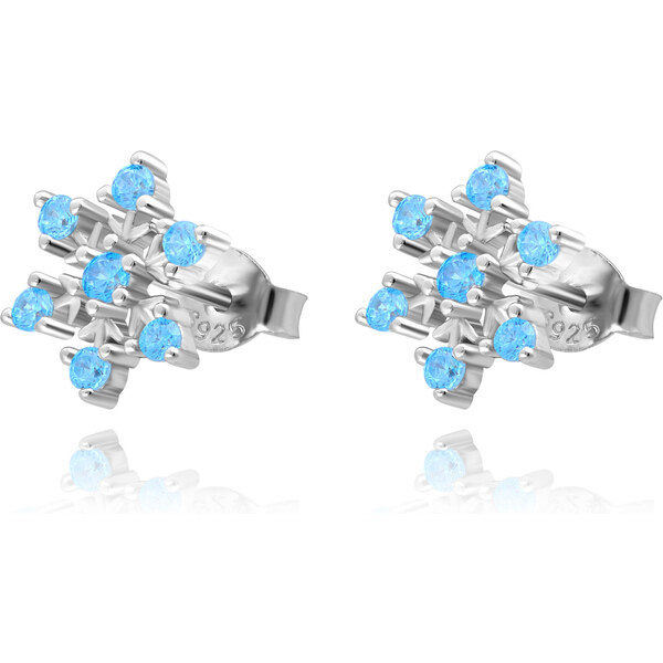 Olivie Strieborné náušnice MODRÁ SNEHOVÁ VLOČKA 5694 30503471