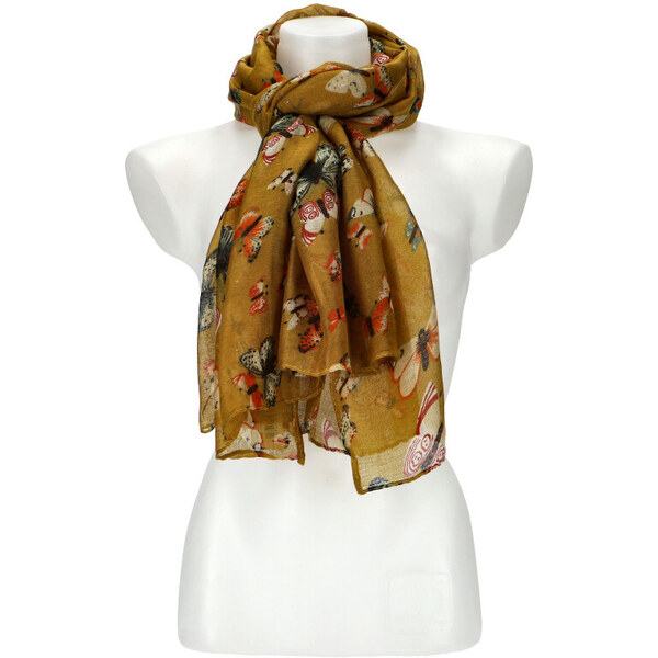 Cashmere Dámska letná farebná šatka s motýlikmi 174x69 cm žltá 30547055