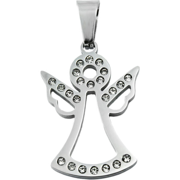 BM Jewellery Dámsky prívesok anjel z chirurgickej ocele so zirkónmi 31319151