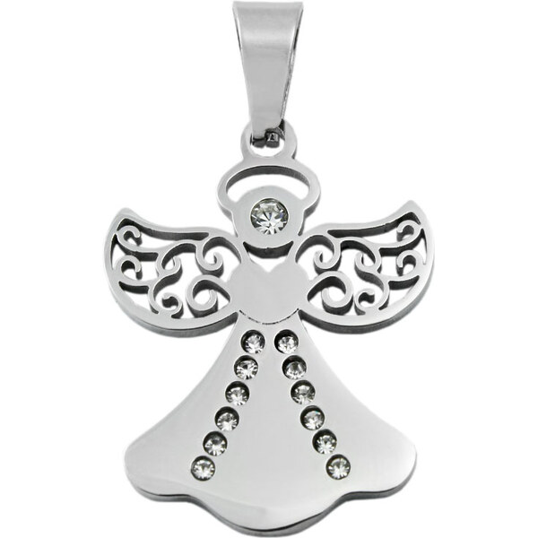 BM Jewellery Dámsky prívesok anjel z chirurgickej ocele so zirkónmi 31319152