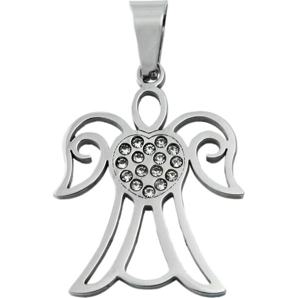 BM Jewellery Dámsky prívesok anjel z chirurgickej ocele so zirkónmi 31319153
