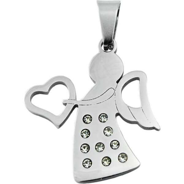 BM Jewellery Dámsky prívesok anjel z chirurgickej ocele so zirkónmi 31319155