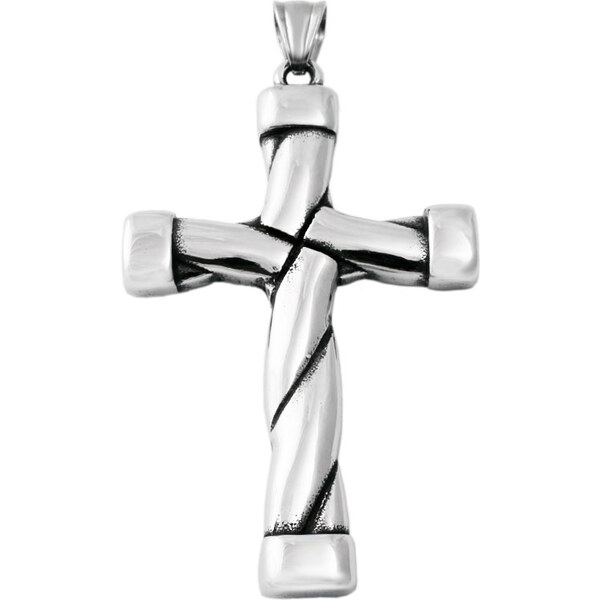 BM Jewellery Prívesok prepletaný kríž 6,4 cm z chirurgickej ocele 31721285