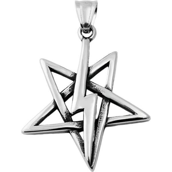 BM Jewellery Prívesok prevrátený pentagram 4,3 cm z chirurgickej ocele 31721288