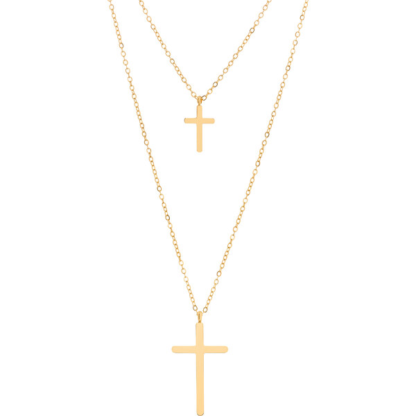 Troli Nadčasový dvojitý pozlátený náhrdelník Krížik 66586460