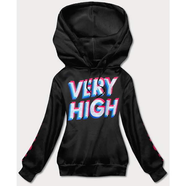 J.STYLE Čierna dámska tepláková mikina s potlačou (26012) 35657665