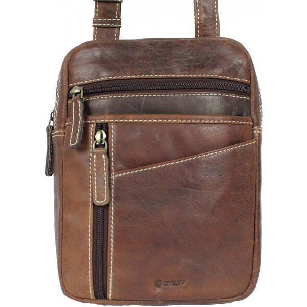 DIVILEY Pánska kožená taška cez rameno Jerry hnedá 30939809