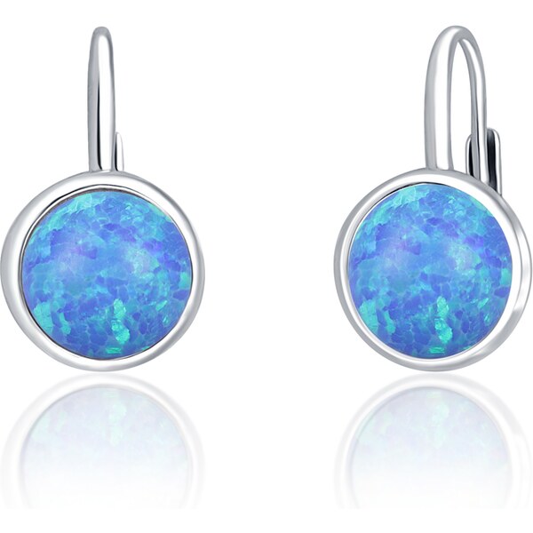Ligot Strieborné náušnice s modrým syntetickým opálom 46720282
