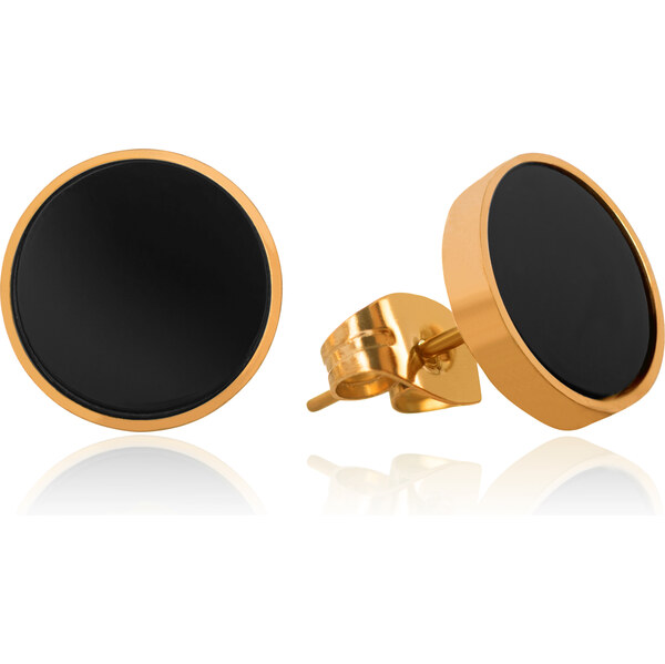 Troli Moderné pozlátené náušnice s čiernym stredom 66580760