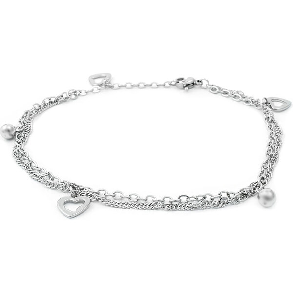 BM Jewellery Dámsky náramok dvojitý z chirurgickej ocele srdca 31721297