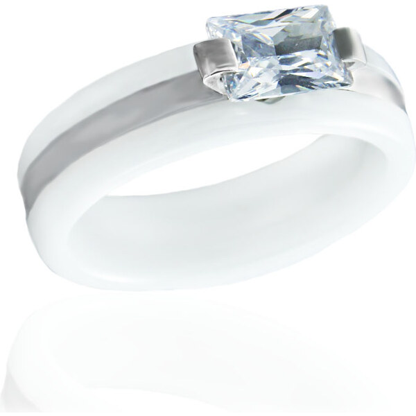BM Jewellery Dámsky keramický prsteň so zirkónom biely S113188090 31721321