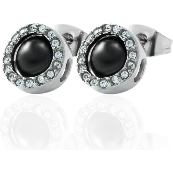 BM Jewellery Náušnice keramické so zirkónmi čierne z chirurgickej 31721320