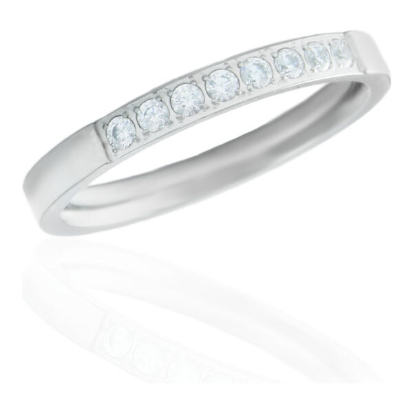 BM Jewellery Dámsky prsteň so zirkónmi z chirurgickej ocele strieborný 31721324