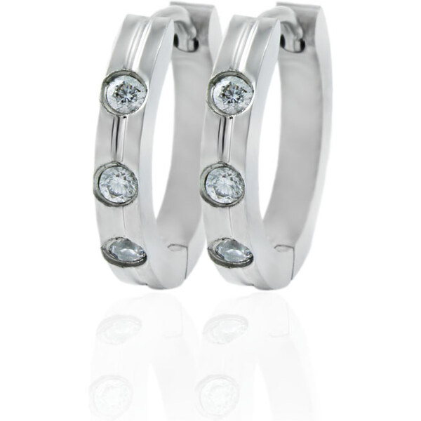 BM Jewellery Náušnice krúžky so zirkónmi z chirurgickej ocele 31721313