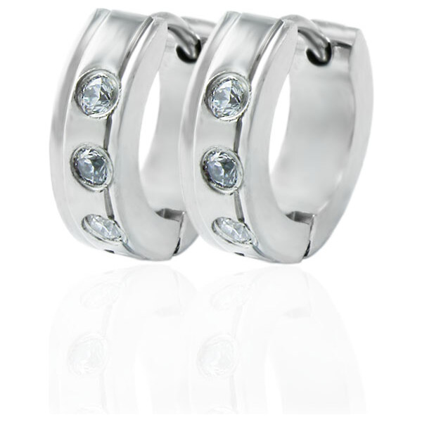 BM Jewellery Náušnice krúžky so zirkónmi z chirurgickej ocele 31721314