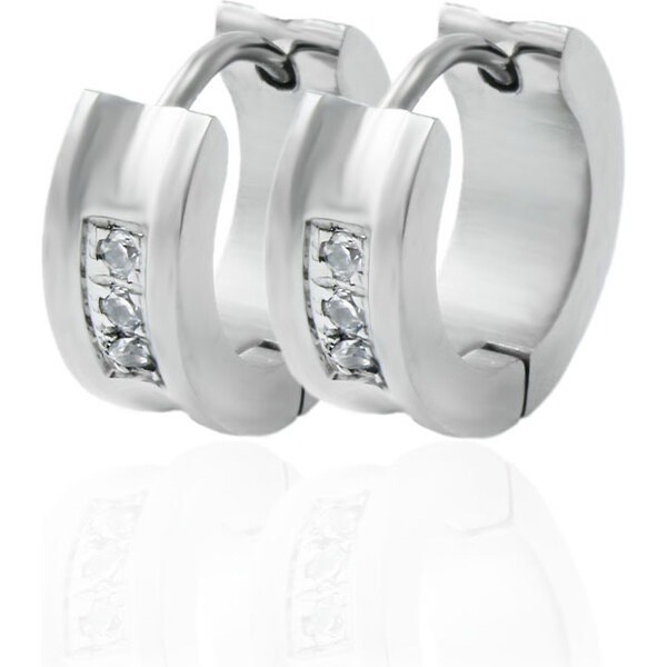 BM Jewellery Náušnice krúžky so zirkónmi z chirurgickej ocele 31721315