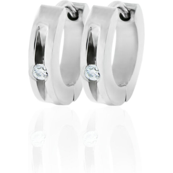 BM Jewellery Náušnice krúžky so zirkónom z chirurgickej ocele 52436009