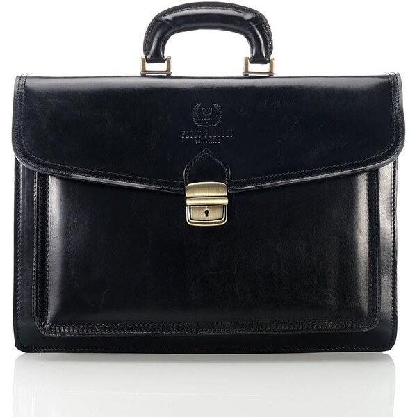 PAOLO PERUZZI Pánska kožená aktovka | čierna N04-BL 31031664