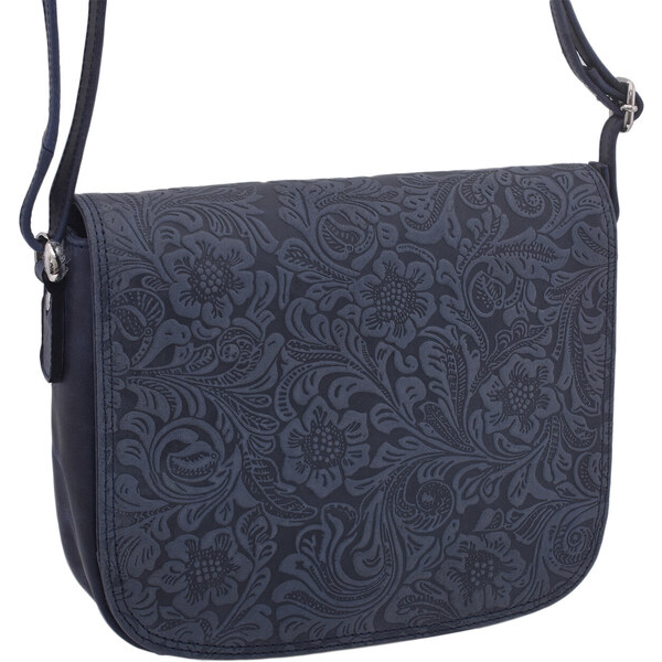 Iné Dámska kožená kabelka crossbody modrá 31076332