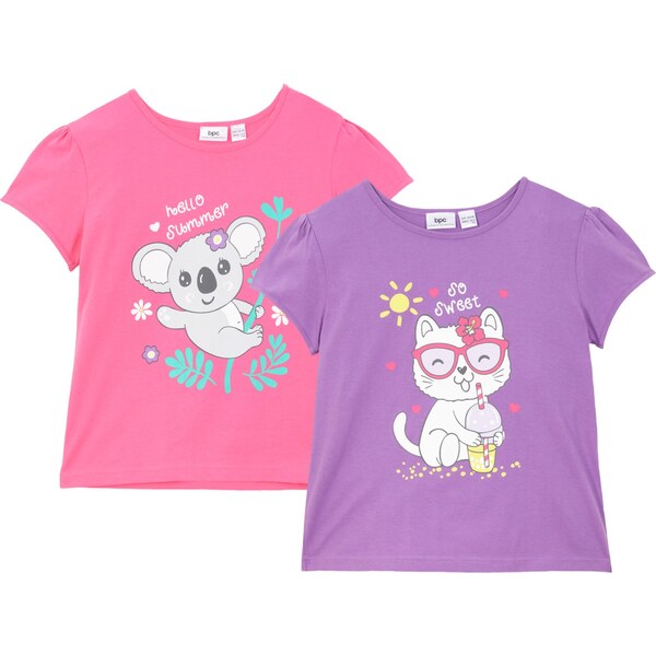 bonprix Tričko z bio bavlny (2 ks v balení), farba fialová 44791669