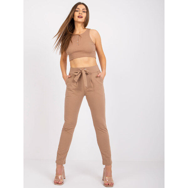RUE PARIS Sweatpants-RV-DR-7459.01X-light brown 64683880